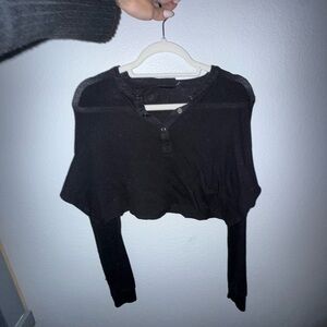 Black Cropped Long Sleeve Top